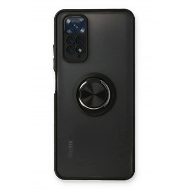 Mey İthalat®   Redmi Note 11 Kılıf Montreal Yüzüklü Silikon Kapak - Siyah