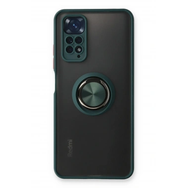 Mey İthalat®   Redmi Note 11 Kılıf Montreal Yüzüklü Silikon Kapak - Yeşil