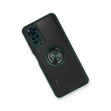 Mey İthalat®   Redmi Note 11 Kılıf Montreal Yüzüklü Silikon Kapak - Yeşil