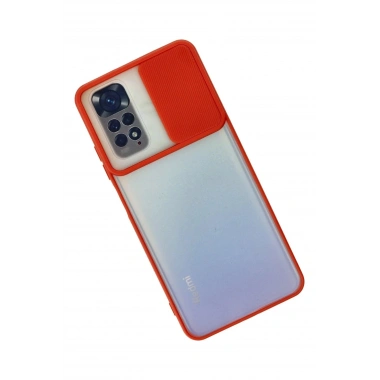 Mey İthalat®   Redmi Note 11 Kılıf Palm Buzlu Kamera Sürgülü Silikon - Kırmızı