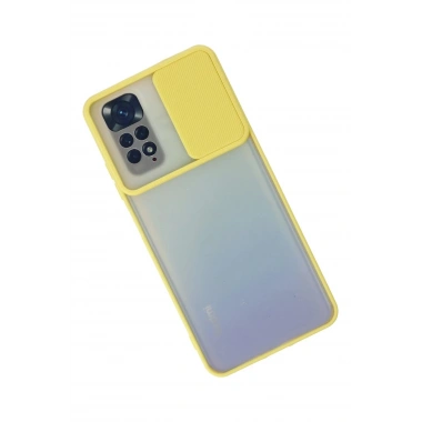 Mey İthalat® Redmi Note 11 Kılıf Palm Buzlu Kamera Sürgülü Silikon - Sarı