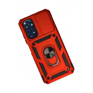 Mey İthalat®   Redmi Note 11 Kılıf Pars Lens Yüzüklü Silikon - Kırmızı