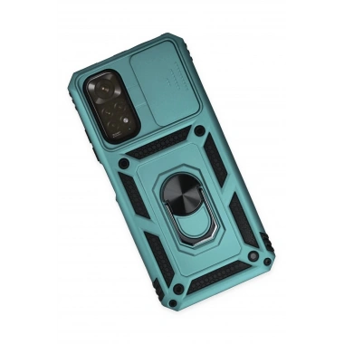 Mey İthalat®   Redmi Note 11 Kılıf Pars Lens Yüzüklü Silikon - Yeşil