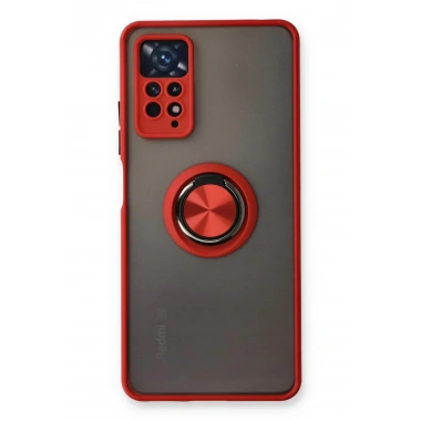 Mey İthalat®   Redmi Note 11 Pro Kılıf Montreal Yüzüklü Silikon Kapak - Kırmızı