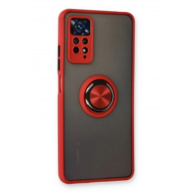 Mey İthalat®   Redmi Note 11 Pro Kılıf Montreal Yüzüklü Silikon Kapak - Kırmızı