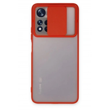 Mey İthalat® Redmi Note 11 Pro Plus 5G Kılıf Palm Buzlu Kamera Sürgülü Silikon - Kırmızı
