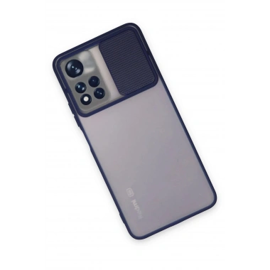 Mey İthalat®   Redmi Note 11T Kılıf Palm Buzlu Kamera Sürgülü Silikon - Lacivert