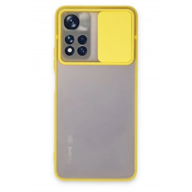 Mey İthalat® Redmi Note 11T Kılıf Palm Buzlu Kamera Sürgülü Silikon - Sarı