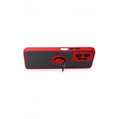 Mey İthalat®   Redmi Note 12 4G Kılıf Montreal Yüzüklü Silikon Kapak - Kırmızı