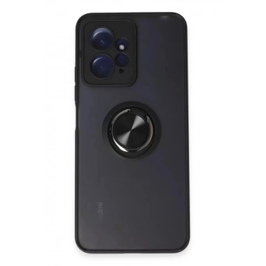 Mey İthalat®   Redmi Note 12 4G Kılıf Montreal Yüzüklü Silikon Kapak - Siyah