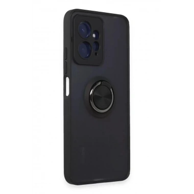 Mey İthalat®   Redmi Note 12 4G Kılıf Montreal Yüzüklü Silikon Kapak - Siyah