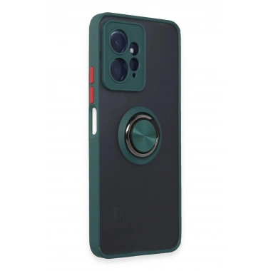 Mey İthalat®   Redmi Note 12 4G Kılıf Montreal Yüzüklü Silikon Kapak - Yeşil