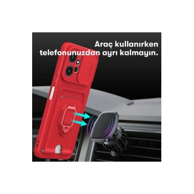 Mey İthalat®   Redmi Note 12 4G Kılıf Zuma Kartvizitli Yüzüklü Silikon - Kırmızı