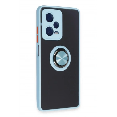Mey İthalat®   Redmi Note 12 5G Kılıf Montreal Yüzüklü Silikon Kapak - Buz Mavi