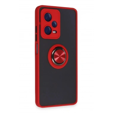 Mey İthalat®   Redmi Note 12 5G Kılıf Montreal Yüzüklü Silikon Kapak - Kırmızı