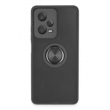 Mey İthalat®   Redmi Note 12 5G Kılıf Montreal Yüzüklü Silikon Kapak - Siyah