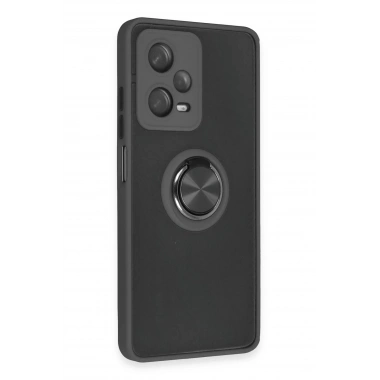 Mey İthalat®   Redmi Note 12 5G Kılıf Montreal Yüzüklü Silikon Kapak - Siyah