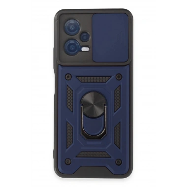 Mey İthalat®   Redmi Note 12 5G Kılıf Pars Lens Yüzüklü Silikon - Lacivert
