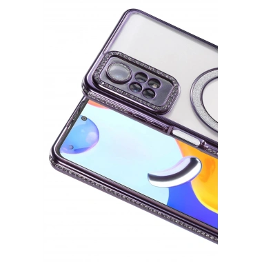 Mey İthalat®   Redmi Note 12 Pro 4G Joke Simli Magneticsafe Kılıf - Derin Mor