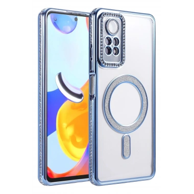 Mey İthalat®   Redmi Note 12 Pro 4G Joke Simli Magneticsafe Kılıf - Mavi
