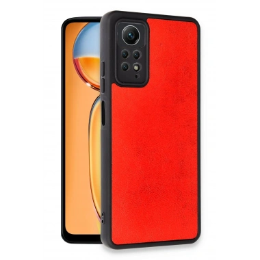 Mey İthalat®   Redmi Note 12 Pro 4G Kılıf Aras Deri Kapak - Kırmızı