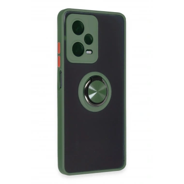 Mey İthalat®   Redmi Note 12 Pro 5G Kılıf Montreal Yüzüklü Silikon Kapak - Yeşil