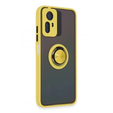 Mey İthalat®   Redmi Note 12S Kılıf Montreal Yüzüklü Silikon Kapak - Sarı