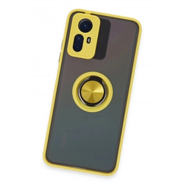 Mey İthalat®   Redmi Note 12S Kılıf Montreal Yüzüklü Silikon Kapak - Sarı