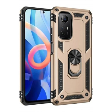Mey İthalat® Redmi Note 12S Kılıf Sofya Yüzüklü Silikon Kapak - Gold