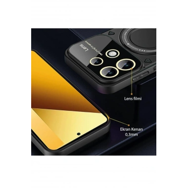 Mey İthalat®   Redmi Note 13 4G Kılıf Joy Lens Standlı Kapak - Kırmızı