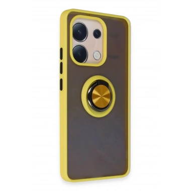 Mey İthalat®   Redmi Note 13 4G Kılıf Montreal Yüzüklü Silikon Kapak - Sarı