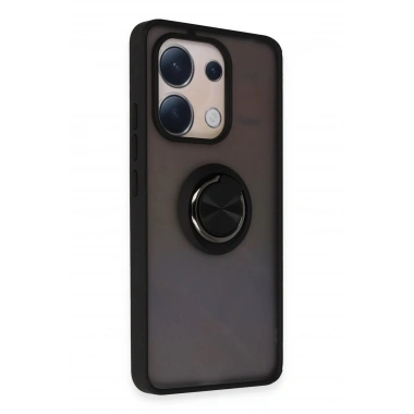 Mey İthalat®   Redmi Note 13 4G Kılıf Montreal Yüzüklü Silikon Kapak - Siyah