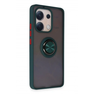 Mey İthalat®   Redmi Note 13 4G Kılıf Montreal Yüzüklü Silikon Kapak - Yeşil
