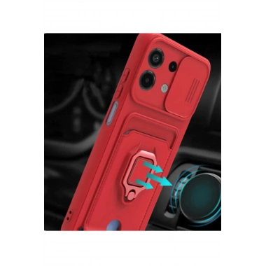 Mey İthalat®   Redmi Note 13 4G Kılıf Zuma Kartvizitli Yüzüklü Silikon - Lila