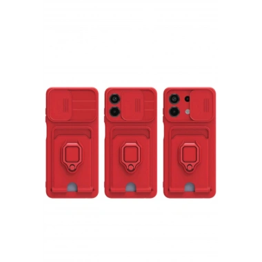 Mey İthalat®   Redmi Note 13 4G Kılıf Zuma Kartvizitli Yüzüklü Silikon - Siyah