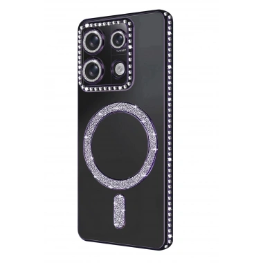Mey İthalat®   Redmi Note 13 Pro 4G Joke Simli Magneticsafe Kılıf - Derin Mor