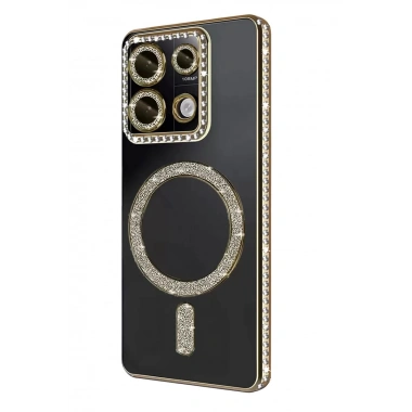 Mey İthalat®   Redmi Note 13 Pro 4G Joke Simli Magneticsafe Kılıf - Gold