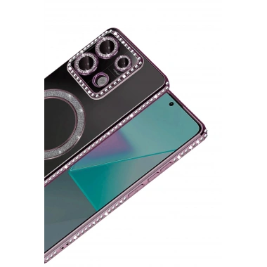 Mey İthalat®   Redmi Note 13 Pro 4G Joke Simli Magneticsafe Kılıf - Pembe