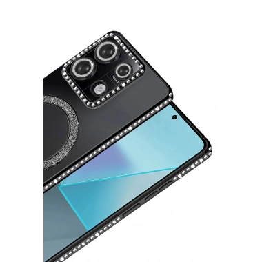Mey İthalat®   Redmi Note 13 Pro 4G Joke Simli Magneticsafe Kılıf - Siyah