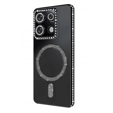 Mey İthalat®   Redmi Note 13 Pro 4G Joke Simli Magneticsafe Kılıf - Siyah
