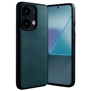 Mey İthalat®   Redmi Note 13 Pro 4G Kılıf Aras Deri Kapak - Koyu Yeşil