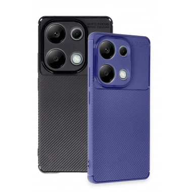 Mey İthalat®   Redmi Note 13 Pro 4G Kılıf Auto Focus Karbon Kapak - Lacivert