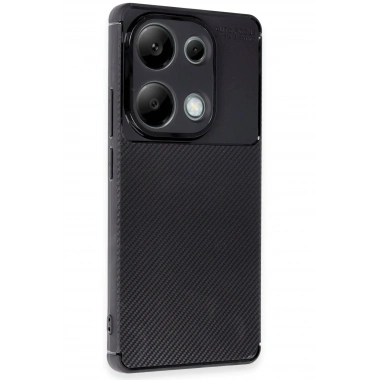 Mey İthalat®   Redmi Note 13 Pro 4G Kılıf Auto Focus Karbon Kapak - Siyah
