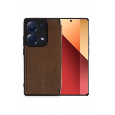 Mey İthalat®   Redmi Note 13 Pro 4G Kılıf Flip Cover - Taba