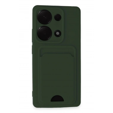 Mey İthalat®   Redmi Note 13 Pro 4G Kılıf Kelvin Kartvizitli Silikon - Koyu Yeşil