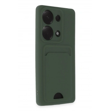 Mey İthalat®   Redmi Note 13 Pro 4G Kılıf Kelvin Kartvizitli Silikon - Koyu Yeşil