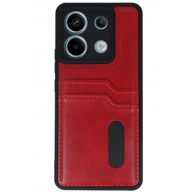 Mey İthalat® Redmi Note 13 Pro 4G Kılıf Sara Kartvizitli Deri Kılıf - Kırmızı