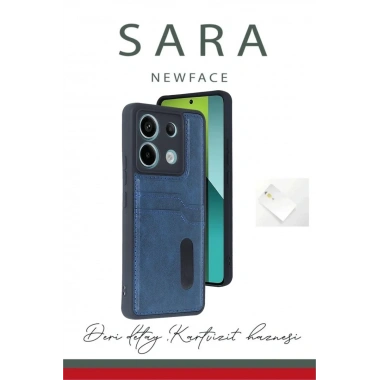 Mey İthalat® Redmi Note 13 Pro 4G Kılıf Sara Kartvizitli Deri Kılıf - Lacivert