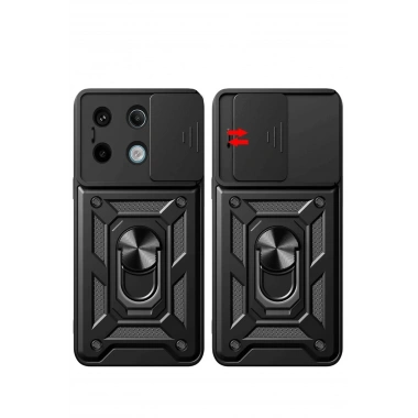 Mey İthalat®   Redmi Note 13 Pro 4G Pars Lens Yüzüklü Silikon - Siyah
