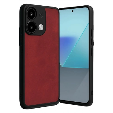Mey İthalat®   Redmi Note 13 Pro 5G Kılıf Aras Deri Kapak - Kırmızı